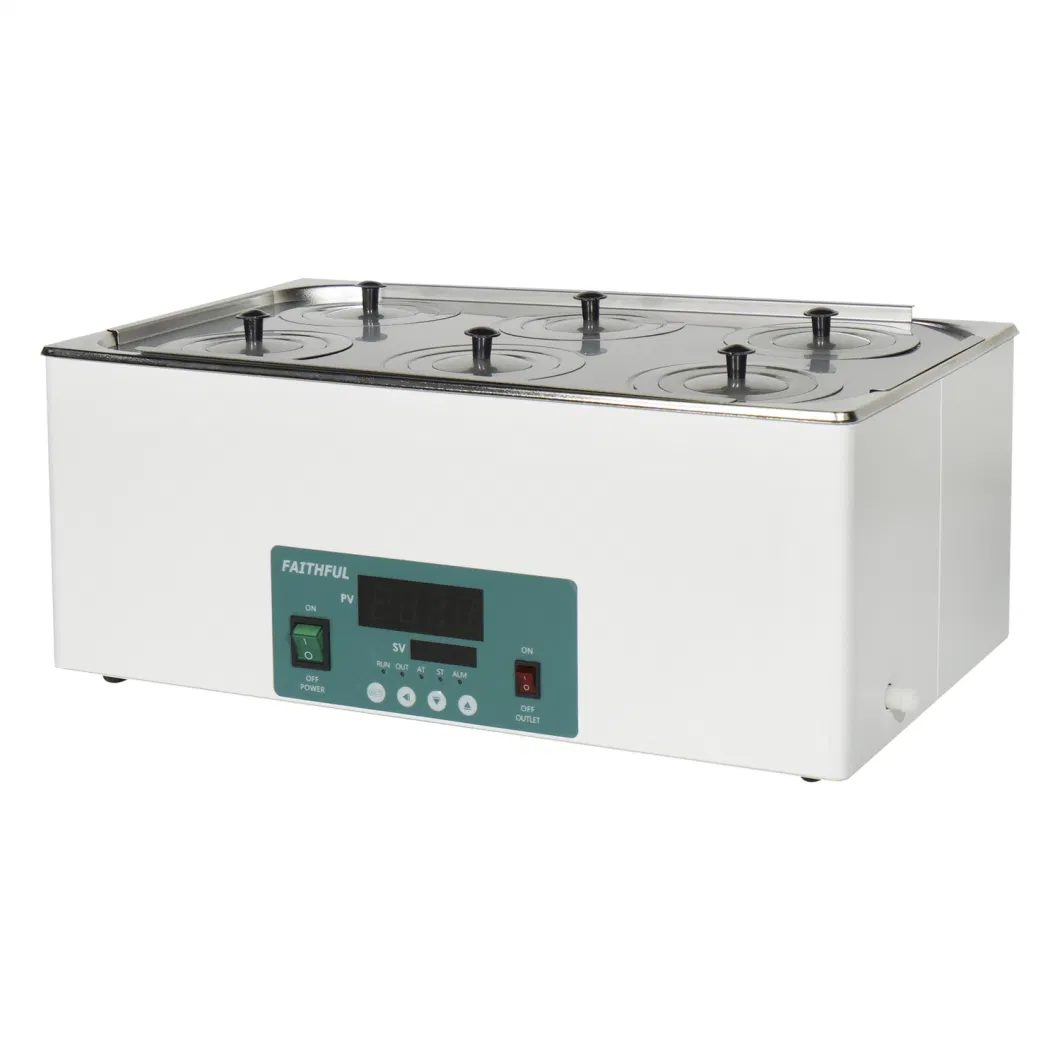 6.6L Thermostatic Water Baths 2 Holes, Laboratory Water Bath, Constant Temperature Thermostat Lab Water Bath, Stainless Steel Water Bath